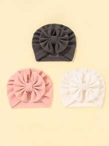 3pcs Baby Turban Hat, Fashionable And Comfortable Infant Head Wrap Cap, India Cap, Children Headband - Multicolor - View 4