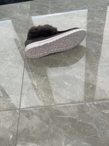 女平底加絨鞋，一步保暖，大尺碼，2023 年冬季 - 灰色 - 查看 6