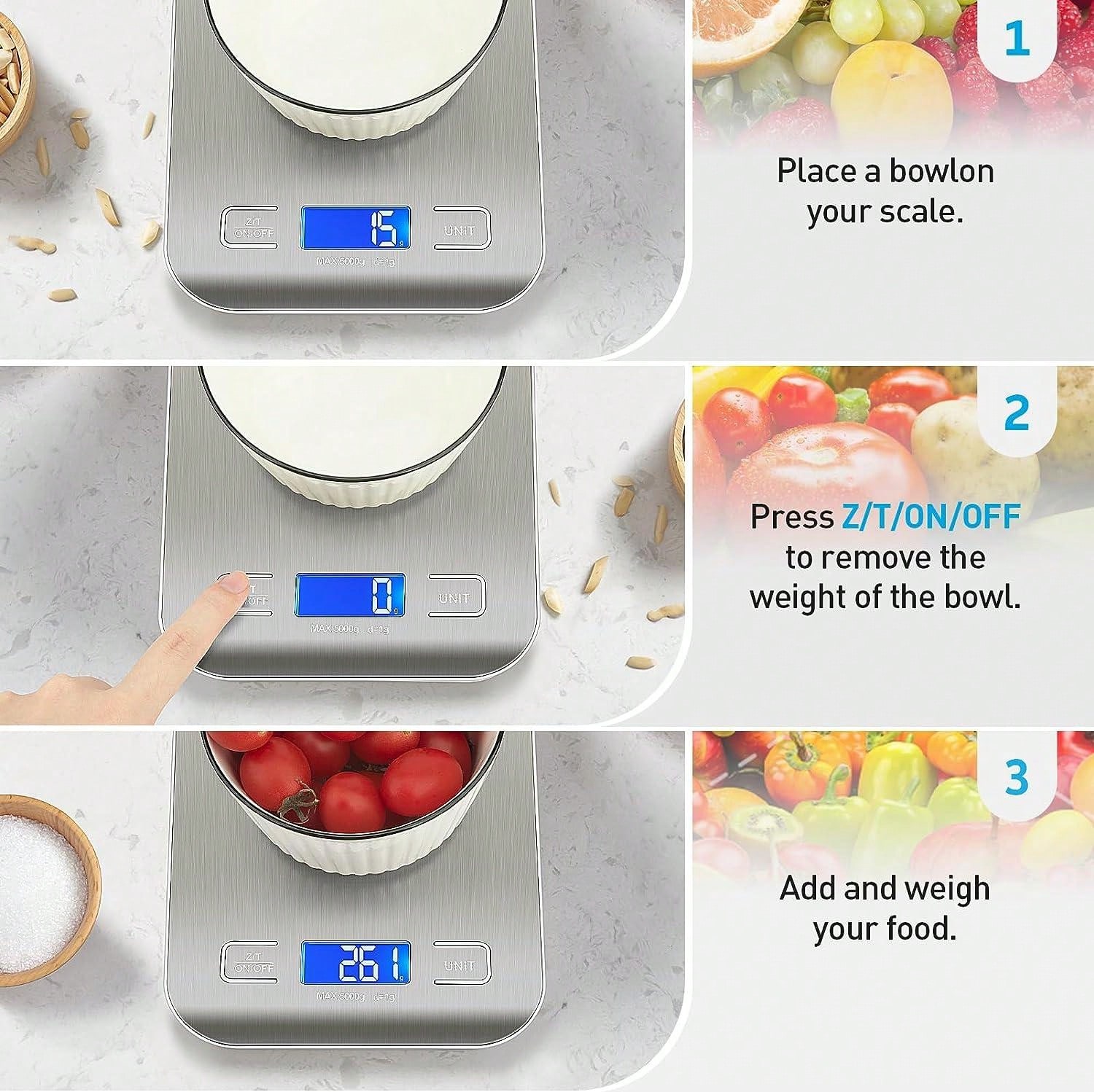 Kitchen Scale, Gram Scale, Digital Scale, Weighs Food In Grams And