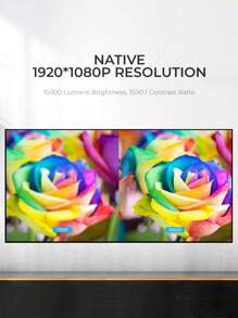 HAVIT PJ202 PRO 全高清 1080P 智能投影仪，8500 流明家庭影院视频投影仪，兼容 USB/VGA/AV/智能手机/电视盒/笔记本电脑 - 白色 - 查看 5