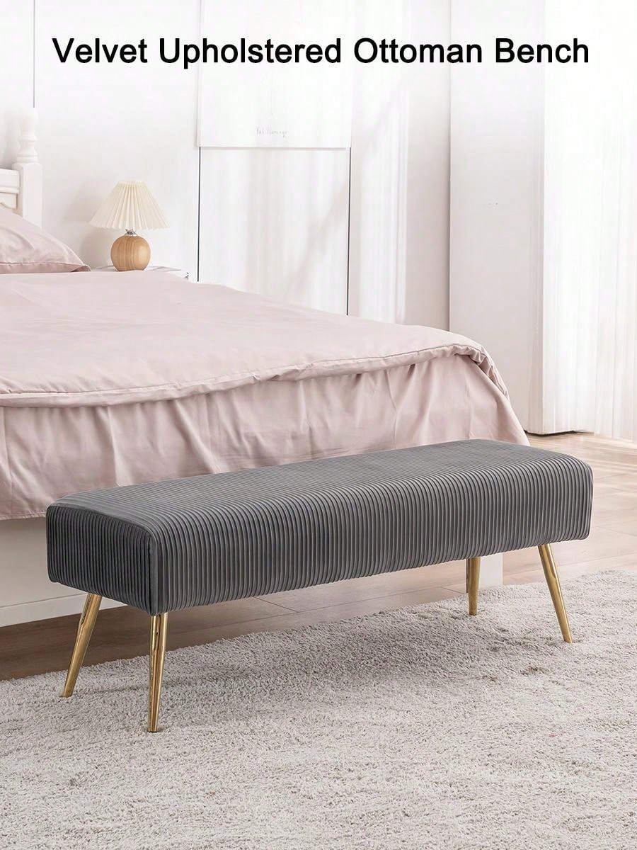 Fumahaus Velvet Ottoman Bench Upholstered Bedroom Entryway Bench SHEIN USA