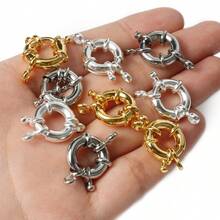 5pcs Copper Spring Ring Clasps Connector Gold Silver Plated Round Clasp For Jewelry Making Diy Nakelace Bracelet Accessories - Multicolor - View 3