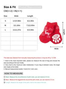 Calcetines Navideños Para Mascotas, Calcetines Estampados Con Dibujos Animados Bonitos Para Perros, Cubierta Para Pies - Rojo - Ver 5