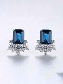 AETOLIA 1組項鍊耳環倫敦藍耳環s925銀七彩寶石耳環吊墜鎖骨鏈歐美時尚優雅派對聚會歐美時尚婚禮情人節首飾 - 寶藍色 - 查看 5