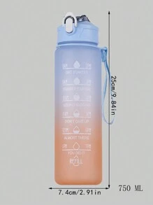 750ml Gradient Color Water Bottle, Outdoor Frosted Sports Bottle (random Color) - Baby Blue - View 2