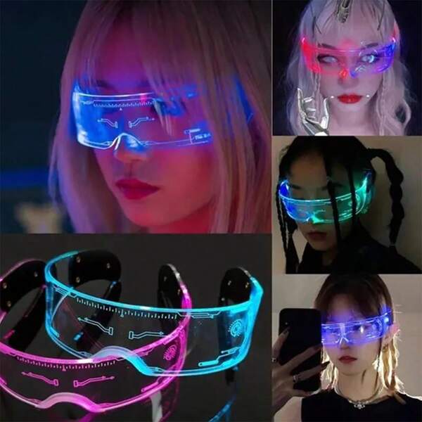 Street Led Light Up Acrylic Glasses For Birthday Party & Dancing Party (Boxed/2 Control Switches/Both Sides Can Have Different Colors) Halloween Glasses Accessories For Women