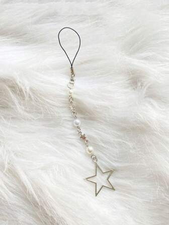 珍珠和星形裝飾手機掛繩