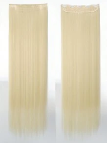 32英寸特長直瀏海合成金髮條片,夾在擴展頭髮上的假頭髮片 - 米色 - 查看 2