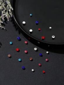 12 Paires De Boucles D'oreilles Aimantées 4 Mm Montées Sur Carte