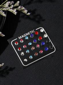 12 Paires De Boucles D'oreilles Aimantées 4 Mm Montées Sur Carte
