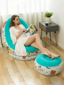 1pc Inflatable Sofa Design Green Pvc Travel Outdoor Camping Home Chair - Green - View 1