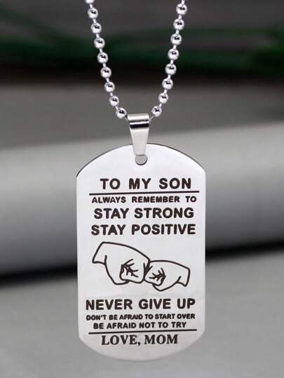1pc Unique Stainless Steel Silver Pendant Necklace Parent-Child Bonding Gift Mom to Son