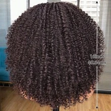 棕色捲曲蕾絲前假髮適用於合成頭髮預拔深捲曲波浪 13x4x1 高清短無膠捲曲非洲假髮 - 棕色 - 查看 2