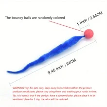 1pc Cat Toy Elastic Ball & Fuzzy Caterpillar Interactive Wand - Blue - View 3