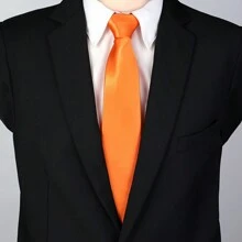 1pc Men's Solid Satin Polyester Wide Necktie For Daily Wear, Business Meeting, Job Interview, Party, Date Or Festival Gathering Casual - Burnt Orange - View 1