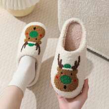 Cartoon Christmas Reindeer Warm Slippers Unisex, Christmas Edition