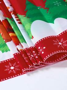 1 Pezzo Tovaglia Rossa Decorativa Natale Merry Christmas In Poliestere Per Il Tavolo Di Casa - Multicolore - Visualizzare 3