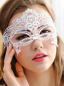1pc Elegant Lace Mask With Flower Border Design For Women's Masquerade Ball - White - View 3