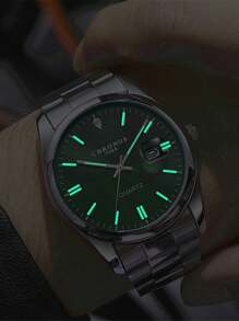 CHRONOS Men's Sports Watch, Stainless Steel Strap, Calendar, Waterproof, Casual Business Night Light Quartz Watch As A Gift For Students Returning To School