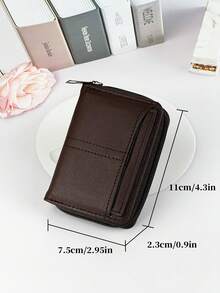 KAIDUCH Men's Small Zipper Card Holder Wallet With Multiple Card Slots - Brown - View 8