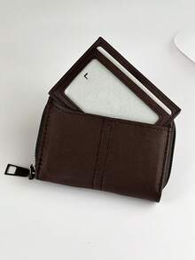 KAIDUCH Men's Small Zipper Card Holder Wallet With Multiple Card Slots - Brown - View 5