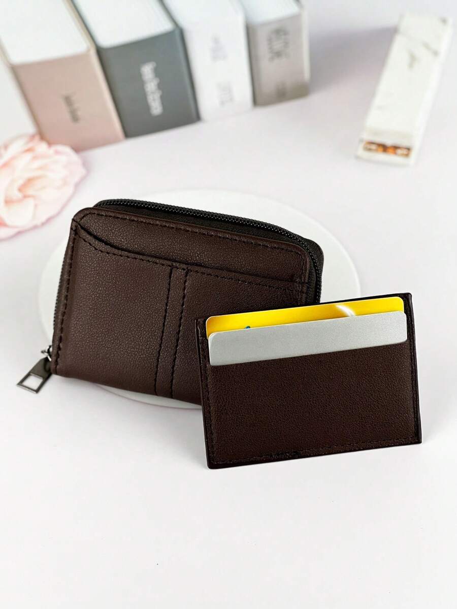 KAIDUCH Men's Small Zipper Card Holder Wallet With Multiple Card Slots