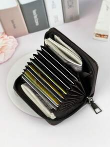 KAIDUCH Men's Small Zipper Card Holder Wallet With Multiple Card Slots - Brown - View 3