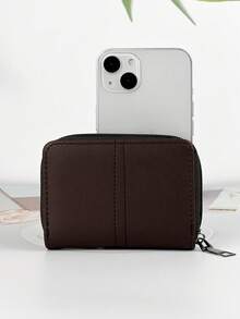 KAIDUCH Men's Small Zipper Card Holder Wallet With Multiple Card Slots - Brown - View 6