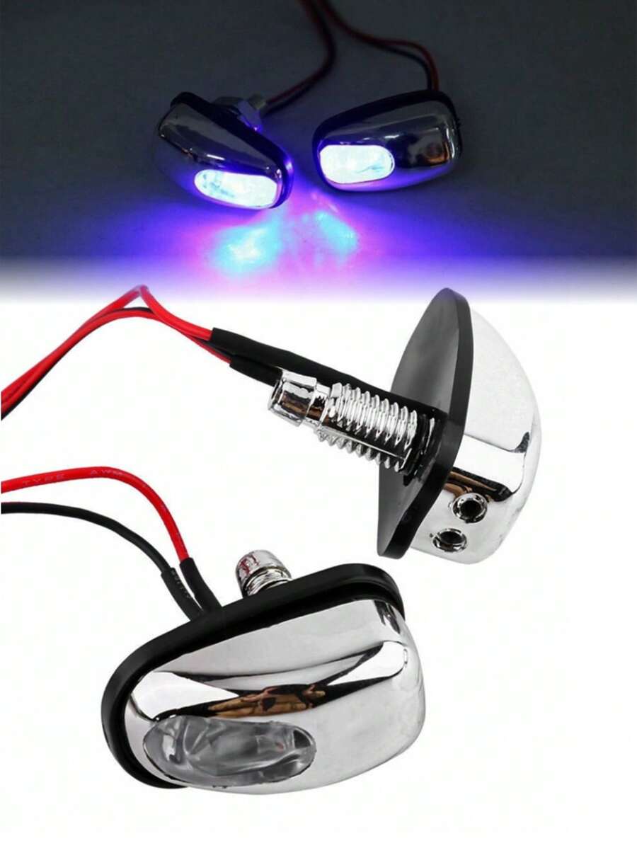 chisgueteros con luz boquilla chorro de agua para limpiaparabrisas universal Par - Azul - Ver 1