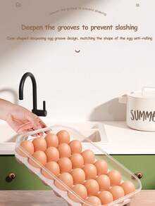 1pc Creative Egg Storage Box With Timer, Refrigerator Dedicated Egg Tray, Fresh-keeping Box Organizer - Green - View 3