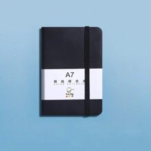 1pc Black A7 Size Notebook - Black - View 1