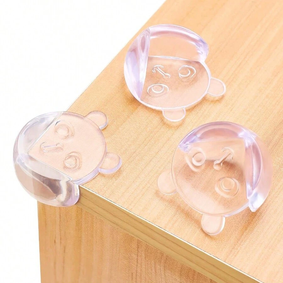 4 piezas de protección de esquina transparente para bebé con patrón de oso, decoraciones y regalos para la ducha de bebé y la familia - transparente - Ver 1