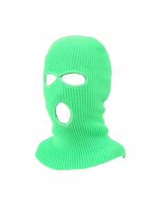 1頂男士針織三孔保暖面罩帽,秋冬季非常適合保暖和日常穿著 - 綠色 - 查看 1