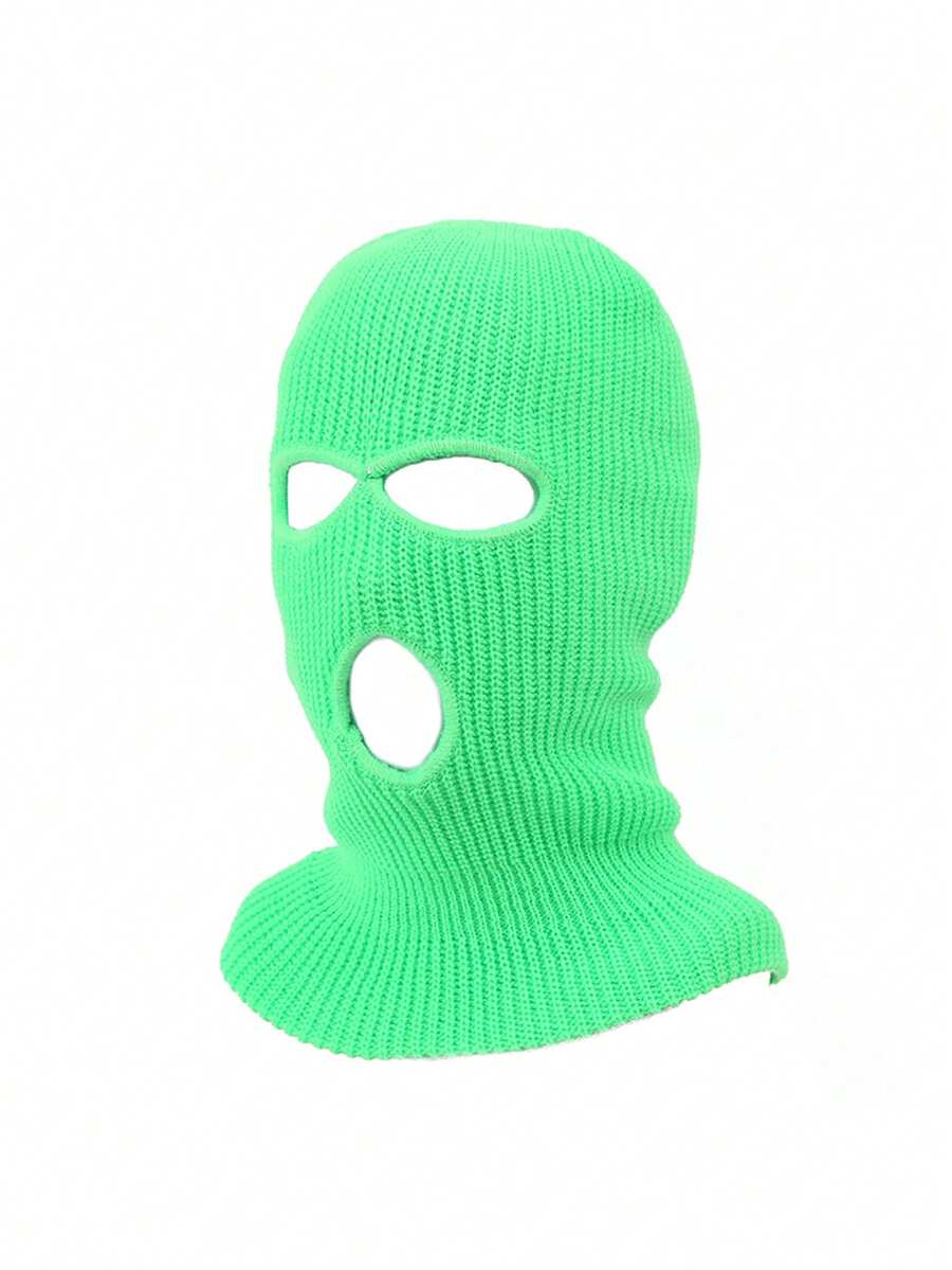 1頂男士針織三孔保暖面罩帽,秋冬季非常適合保暖和日常穿著 - 綠色 - 查看 1