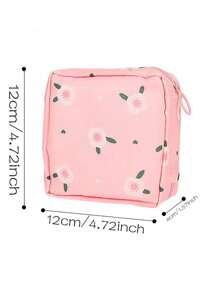 審美風格韓國風漫畫圖案拉鍊口紅袋旅行化妝袋，1入組多功能化妝品手提包沐浴洗漱掏耳朵小物包，可收納口紅，化妝刷，護膚品，手機，，小物品，適用於家庭，旅行，度假和學校使用，化妝袋化妝袋護膚袋儲物化妝品組合