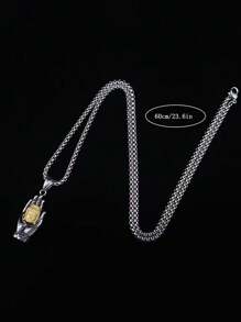 1pc Budista Mão Pingente Colar De Corrente De Aço Inoxidável Para Homem, Estilo Punk Acessório Colar