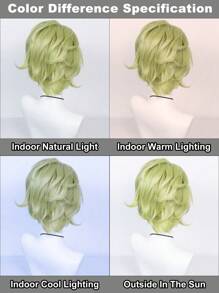 1pc Tóc giả tổng hợp Cosplay xoăn ngắn với tóc mái và 1pc tóc giả Cap - màu xanh lá - Xem 7