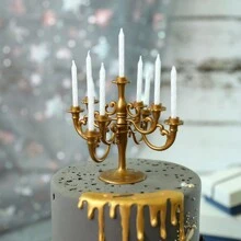 1 件 INS 风格金色或古铜色烛台，用于烘焙蛋糕装饰和甜点展示