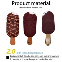 BIYETIMI Thẻ nhớ USB hình kem 128GB, thẻ nhớ USB 2.0 bằng silicon dễ thương 64GB/32GB, món quà đáng yêu. - Màu vàng - Xem 4