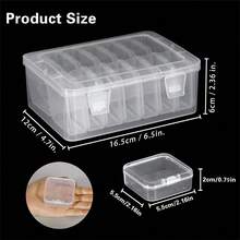 Small Bead Organizers, 15 Pieces Plastic Storage Cases Mini Clear Bead Storage Containers Transparent Boxes with Hinged Lid and Rectangle Clear Craft Supply Case - White - View 5