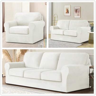 1/2/3 Seat Sofa Cover Velvet Stretch Couch Slipcover Protector + Cushion Cover Couch Chair Slipcover Sofa Protector