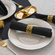 6 Piezas De Servilletas De Color Sólido - Negro - Ver 2