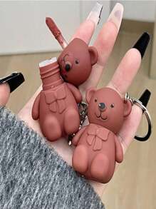 Bear Shaped Lip Balm With Keychain Matte Finish Lip Gloss MEGAN SHOP - Multicolor - View 7