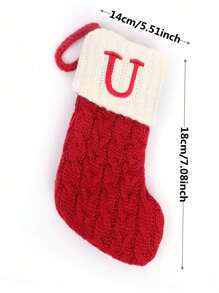 1pc Christmas Stocking Knitted Letter Stocking & Tree Shaped Ornament Decoration