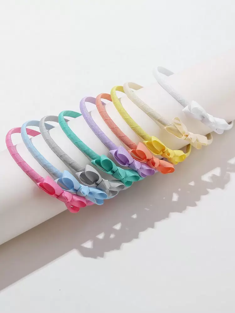 9 piezas de diademas con moño para niñas, aptas para uso diario - Multicolor - Añade 2