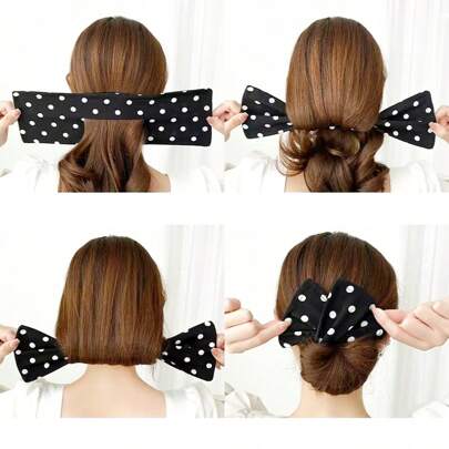 1pc Ladies' Polka Dot Pattern Hair Bun Twist Clip ,Hair Styling Tools