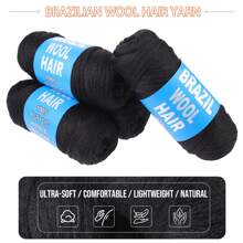4Pcs Natural Black Brazilian Wool Hair locs for Braids Acrylic Hand Knitting Yarn for soft Hair Braiding Hair Extension Crochet Braid Senegalese Twisting Jumbo Braids Faux Locs butterfly locks