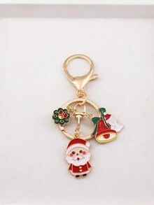 1pc Unisex Christmas Theme Keychain (Santa Claus, Snowflake, Christmas Tree) Cute Cartoon Pendant Zinc Alloy Keyring Car Accessories Women - Multicolor - View 2