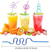 Crazy Unique Plastic Reusable Straws With Different Cute Design And Cleaning Brush,Decoration Party Hard Drinking Tube,Wash By Hands And Can Be Reused,Not Suitable High Temperature Or Dishwash .
