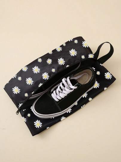 Borsa portascarpe da viaggio con motivo floreale minimalista, organizer portascarpe durevole con cerniera, scatola portascarpe da viaggio, accessori da viaggio, accessori per il ritorno a scuola, accessori per palestra, per ciabatte, per scarpe da corsa